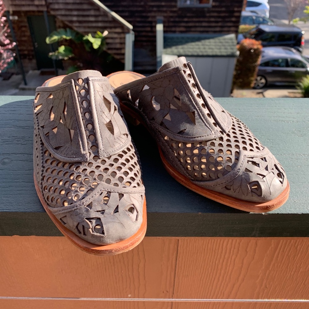 Free People Gray Mules Slip On 36.5/6